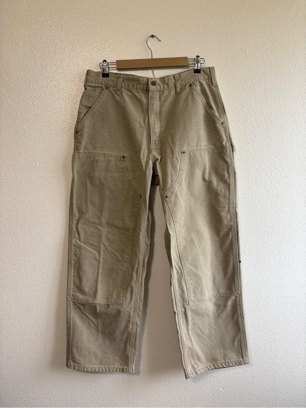Carhartt Men’s 36 B136 Tan Dungaree Fit Double Knee Canvas Jeans Workwear